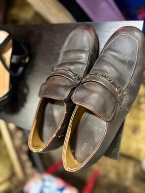 Vintage Leather Tap Dance Loafers with Double Taps Dancing Shoes Size 7 D used
